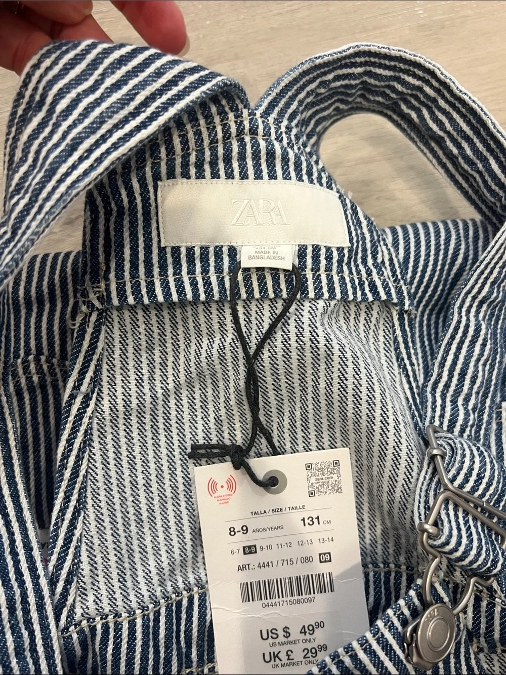 Striped Blue/White Cotton Overalls - Zara